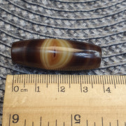 Natural Eye Himalayan Agate Bead 39.3mm Genuine Tibetan Bandit Agate Healing Stone Agate Beads for Meditation Malas, Protective Amulet