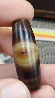 Natural Eye Himalayan Agate Bead 39.3mm Genuine Tibetan Bandit Agate Healing Stone Agate Beads for Meditation Malas, Protective Amulet