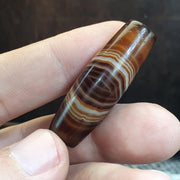 Natural Peak Line Himalayan Agate Bead 41mm Genuine Tibetan Banded Amulet Healing Stone Agate Beads for Meditation Malas, Protective Amulet
