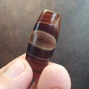 Natural Peak Line Himalayan Agate Bead 36.9 mm Genuine Tibetan Banded Amulet Healing Stone Agate Beads for Meditation Malas