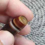 Vintage Tibetan Agate Bead 40mm Natural Triangle Eye Banded Amulet Healing Stone Agate Beads for Meditation Malas