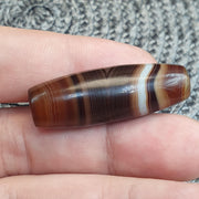 Vintage Tibetan Agate Bead 40mm Natural Triangle Eye Banded Amulet Healing Stone Agate Beads for Meditation Malas