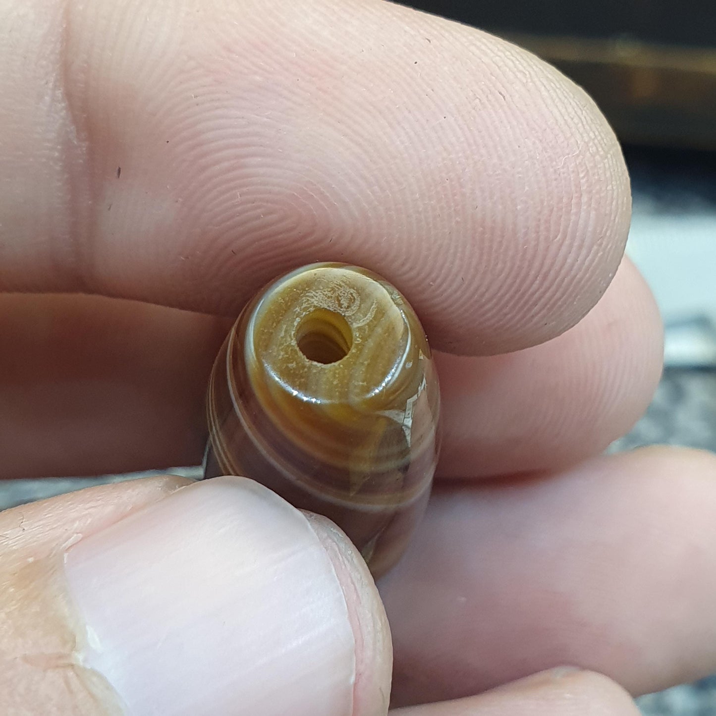 Vintage Natural Phoenix Eye Tibetan Agate Bead 32.2mm, Almond Leaf Shape Amulet Healing Stone Agate Beads for Meditation Malas