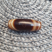Vintage Natural Phoenix Eye Tibetan Agate Bead 32.2mm, Almond Leaf Shape Amulet Healing Stone Agate Beads for Meditation Malas