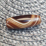 Vintage Natural Phoenix Eye Tibetan Agate Bead 32.2mm, Almond Leaf Shape Amulet Healing Stone Agate Beads for Meditation Malas