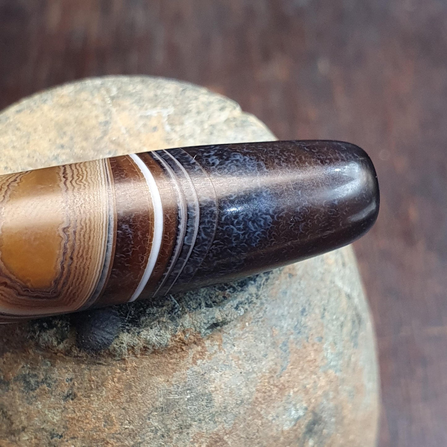Large Tibetan Agate Bead 55mm, Natural Banded Sulemani Agate, Himalayan Protection Amulet Agate Beads for Meditation Malas