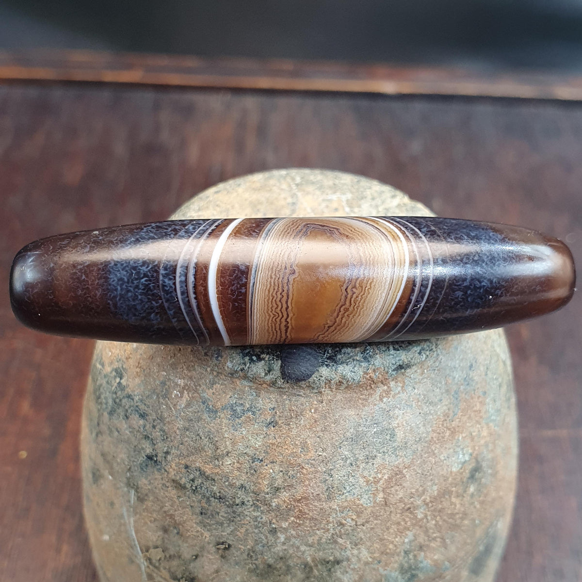 Large Tibetan Agate Bead 55mm, Natural Banded Sulemani Agate, Himalayan Protection Amulet Agate Beads for Meditation Malas