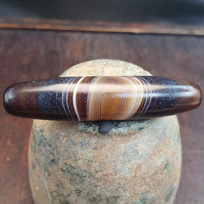 Large Tibetan Agate Bead 55mm, Natural Banded Sulemani Agate, Himalayan Protection Amulet Agate Beads for Meditation Malas