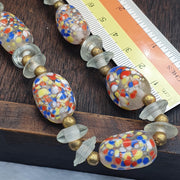 Vintage Murano Style Millefiori Art Glass Bead Necklace Confetti Speckled