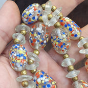 Vintage Murano Style Millefiori Art Glass Bead Necklace Confetti Speckled