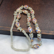 Vintage Murano Style Millefiori Art Glass Bead Necklace Confetti Speckled