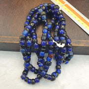 Vintage Cobalt Blue, Opaque Black Donut Strand - Short Barrel Crow, Wound Glass | 9.3-10mm, Lot Of Two