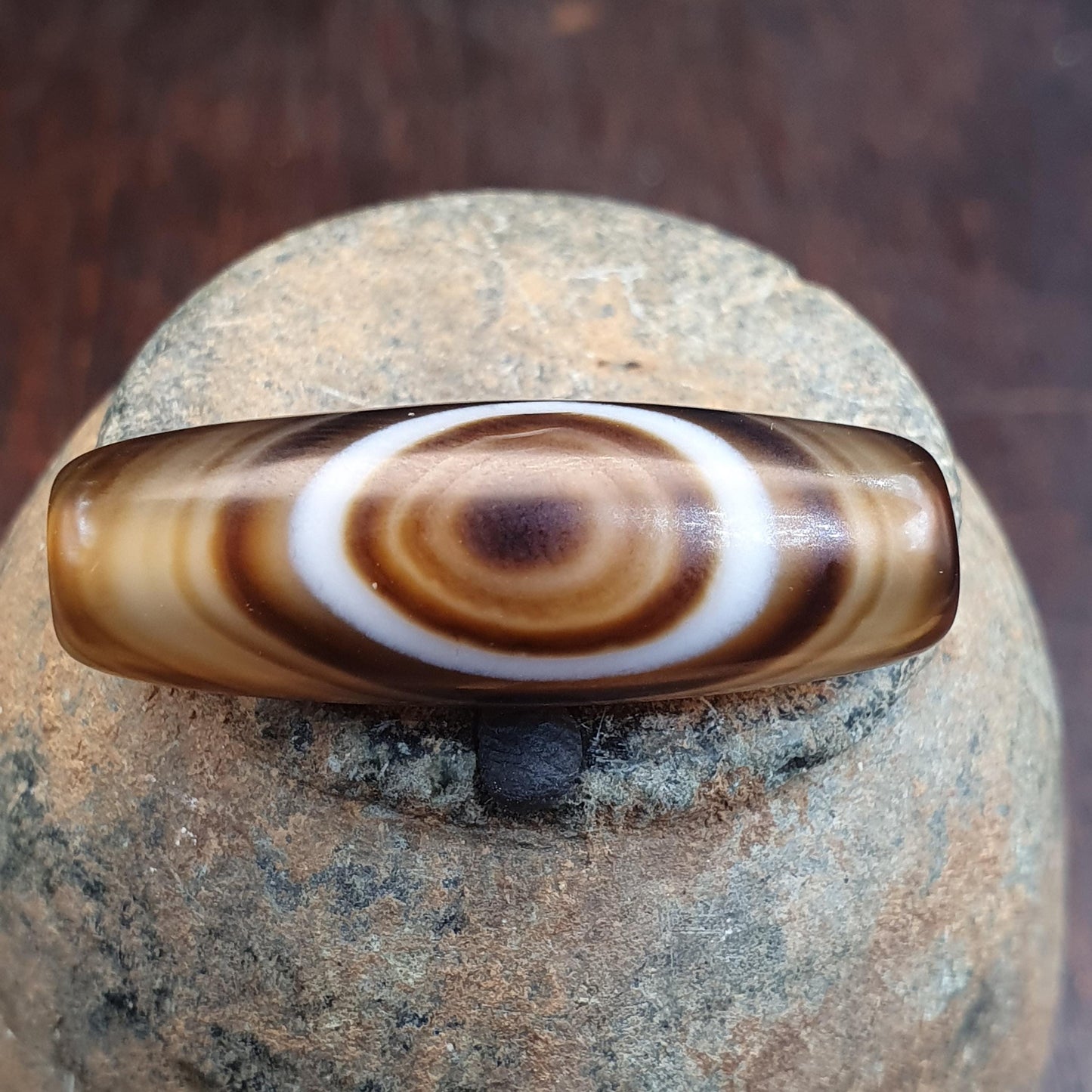 Himalayan Indo Tibetan rare Patterns pure Natural Eyes Banded Agate Amulet, Bead Pendant