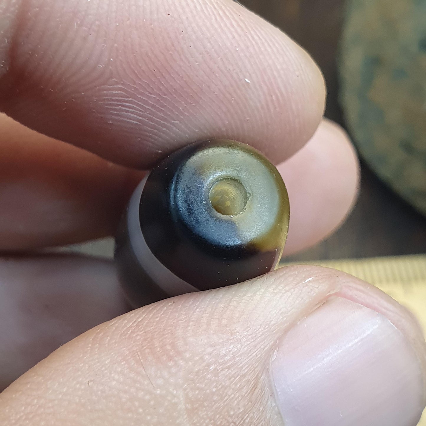 Vintage old himalayan indo tibetan eye agate bead Himalayan Indo Tibetan rare Patterns pure Natural Eyes Banded Agate Amulet, Bead Pendant