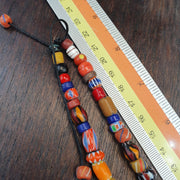 Venetian Style Chevron Bead Necklace, Multi Color Murano Style Glass Beads, Mixed Gemstone and Stone Bead Choker, Tribal Mask Pendant