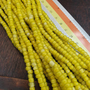 Yellow 5 Mm Czech, Venetian White Heart Necklace | Glass Trade Beads, Full Length, Long Layering