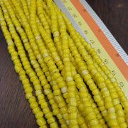 Yellow 5 Mm Czech, Venetian White Heart Necklace | Glass Trade Beads, Full Length, Long Layering