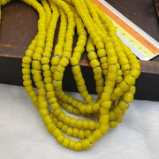 Yellow White Heart, Czech Glass Bead Necklace - Long Complete Strand, 6mm, Seed Style, Handstrung