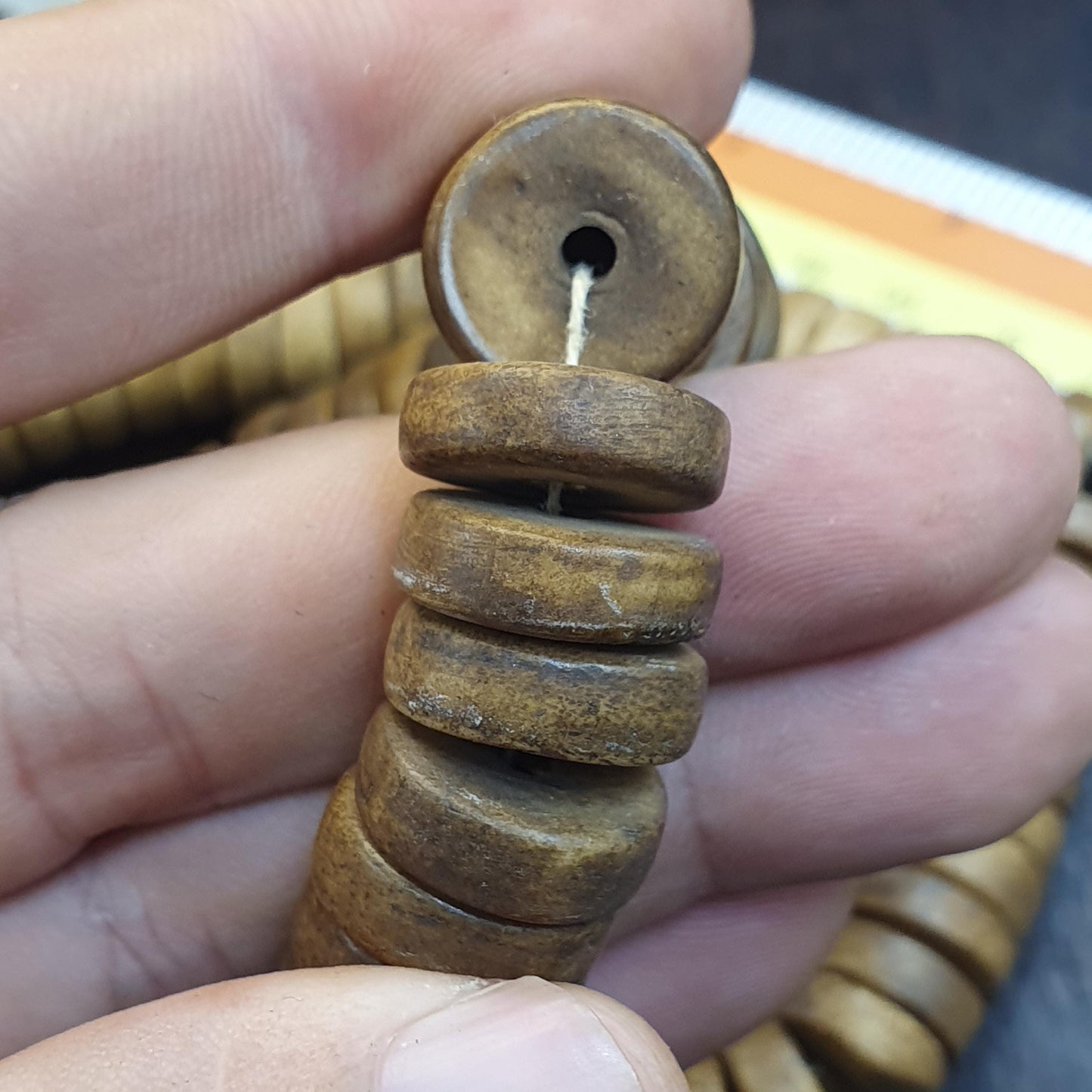 Vintage tibetan yak bone (buffalo) beads beaded necklace 15mm