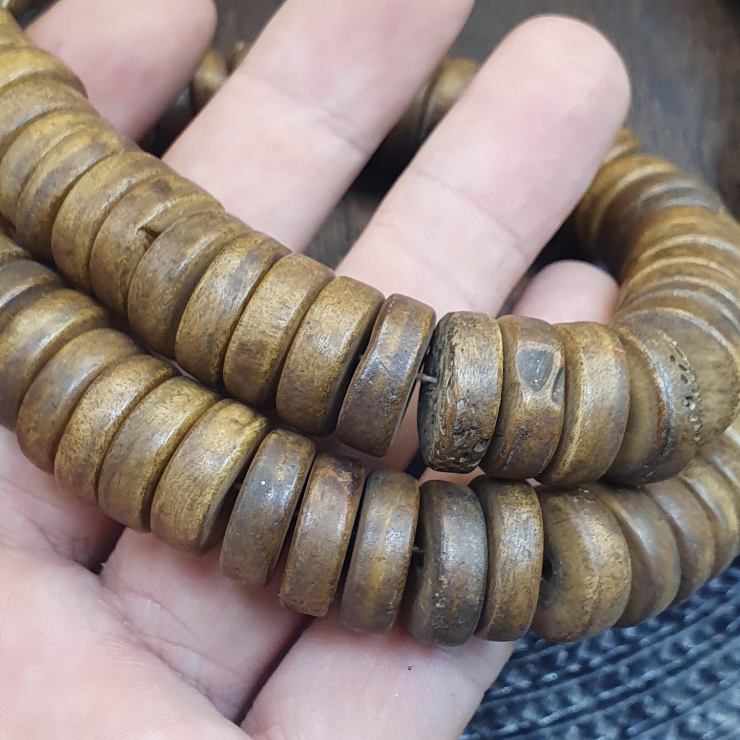 Vintage tibetan yak bone (buffalo) beads beaded necklace 15mm