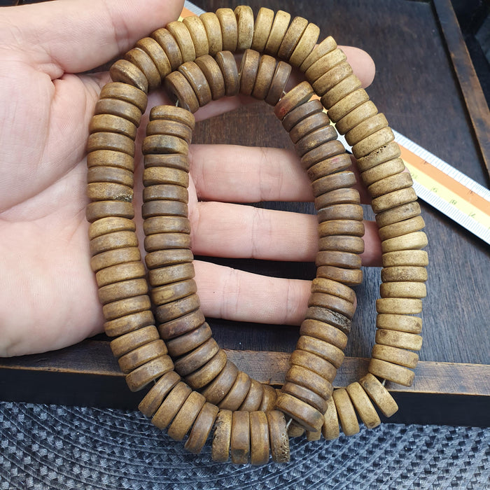 Vintage tibetan yak bone (buffalo) beads beaded necklace 15mm