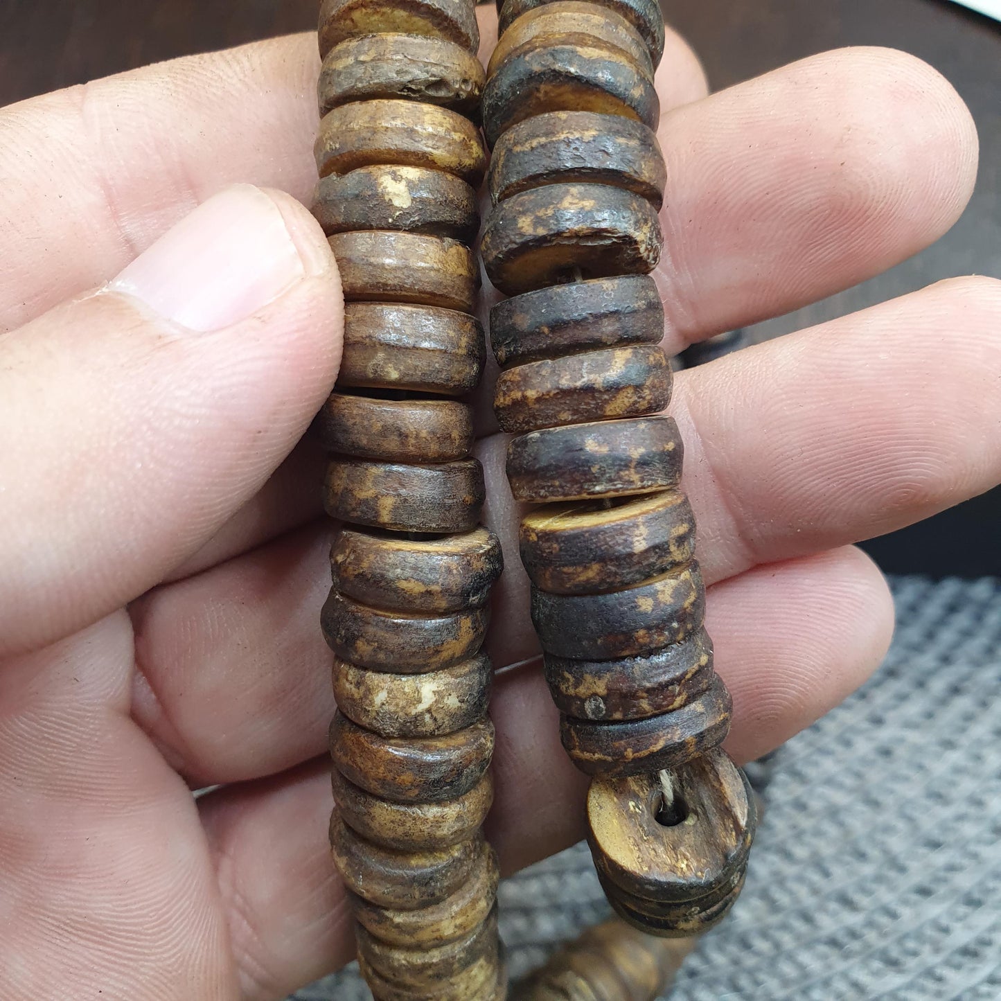 Vintage Tibetan Yak Bone (Buffalo) Beads Beaded Necklace 12-13mm long Strand