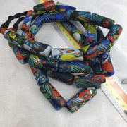 Glass Cylinder Beads, Venetian Inspired Millefiori Tube, Floral Mosaic Pattern | Murano-Style | 14x32mm, 15x34mm