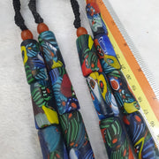 Glass Cylinder Beads, Venetian Inspired Millefiori Strand - Murano-Style Mosaic Tube | 14x32mm, 15x34mm