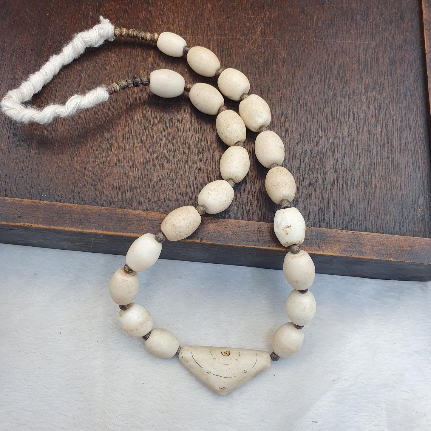 Rare Antique African Bead Necklace - Large Chunky White Boho Statement Choker| Handcrafted Ethnic Tribal Jewelry Collectibles