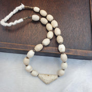 Rare Antique African Bead Necklace - Large Chunky White Boho Statement Choker| Handcrafted Ethnic Tribal Jewelry Collectibles