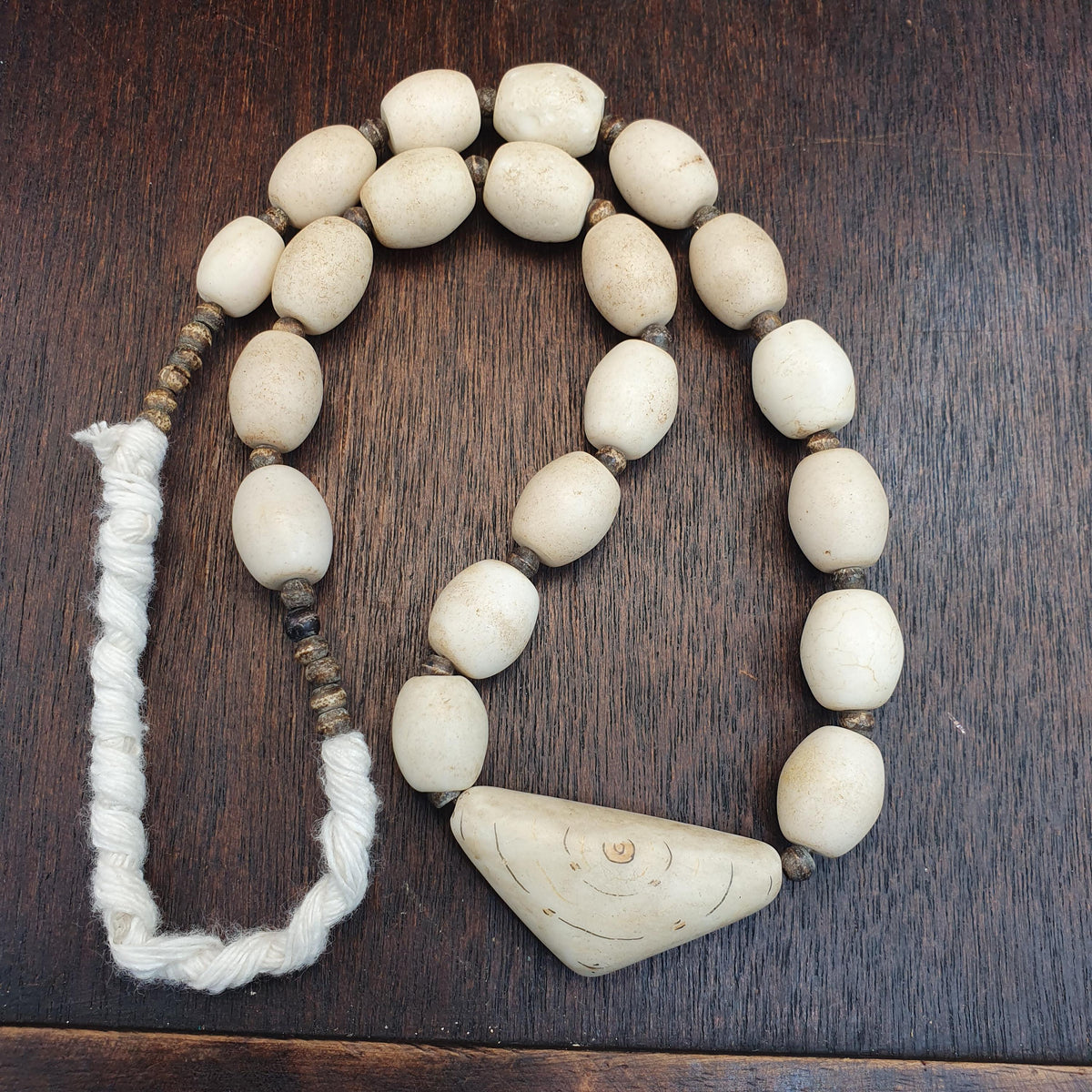 Rare Antique African Bead Necklace - Large Chunky White Boho Statement Choker| Handcrafted Ethnic Tribal Jewelry Collectibles