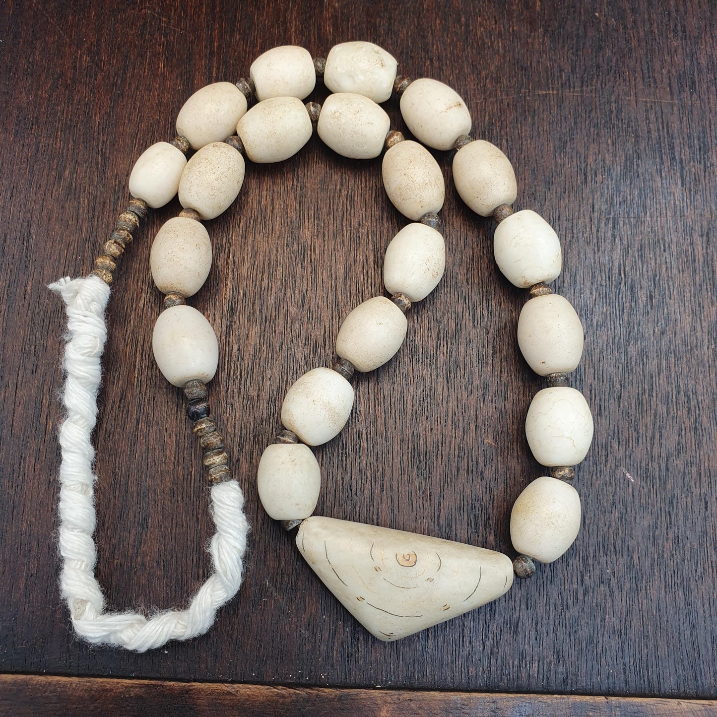Rare Antique African Bead Necklace - Large Chunky White Boho Statement Choker| Handcrafted Ethnic Tribal Jewelry Collectibles