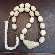 Rare Antique African Bead Necklace - Large Chunky White Boho Statement Choker| Handcrafted Ethnic Tribal Jewelry Collectibles