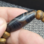 Himalayan Banded Agate Bracelet, Carved Tibetan yak Bone Beads bracelet