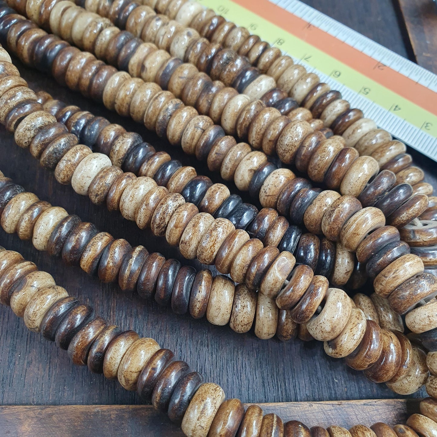 Vintage tibetan yak bone (buffalo) beads beaded necklace 10mm