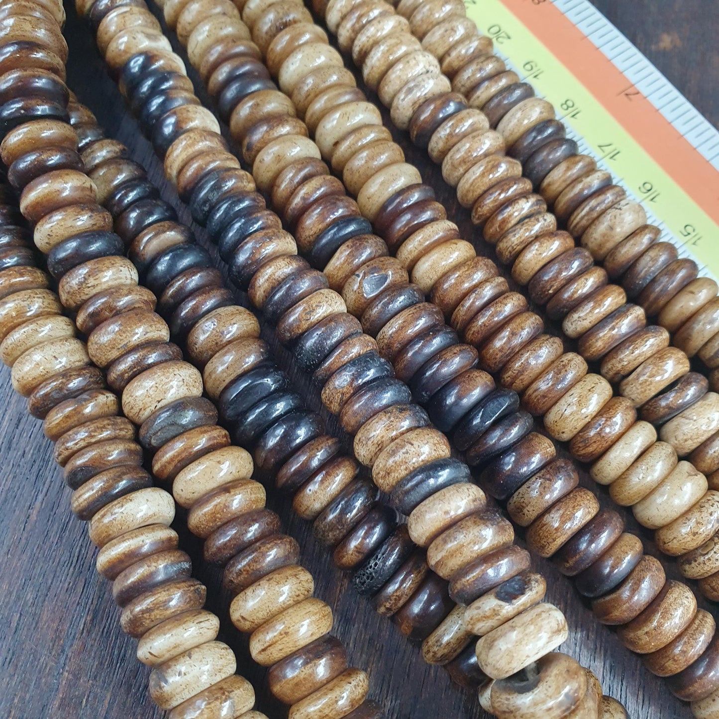 Vintage tibetan yak bone (buffalo) beads beaded necklace 10mm
