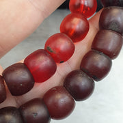 Rare Antique African Trade Beads Necklace Oxblood Cherry Red Glass Brass S-Clasp