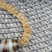 Himalayan Quartz with Striped Banded Agate Bead Bracelet, Tibetan Amulet, Frosted Quartz Beaded  Spiritual Jewelry, Sacred Protection .