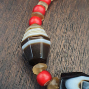 Antique old yemeni agate natural rare pattern banded agate bead with Venetian White heart and Himalayan Quartz Beads Bracelet