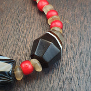 Antique old yemeni agate natural rare pattern banded agate bead with Venetian White heart and Himalayan Quartz Beads Bracelet