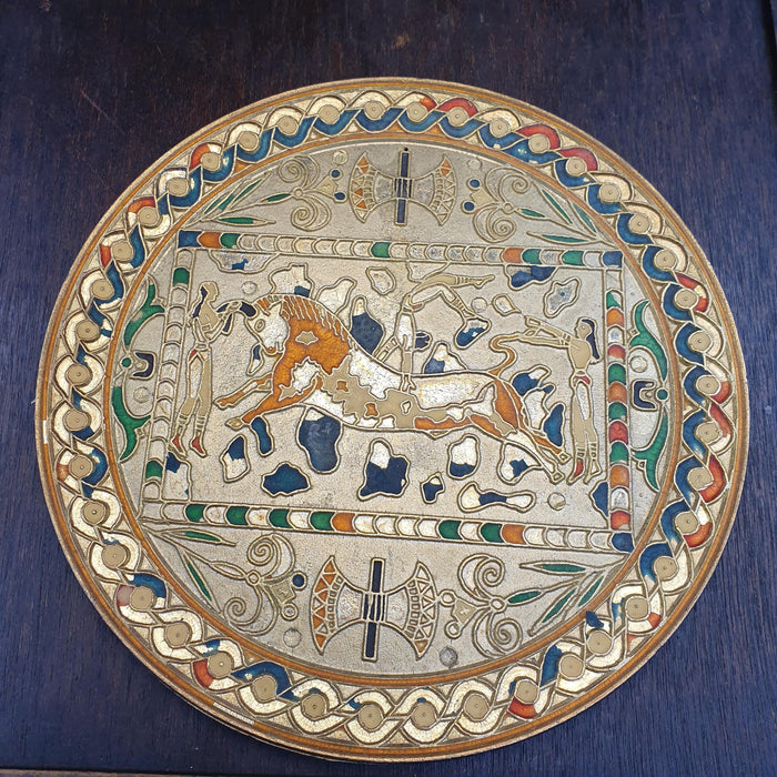 Vintage Minoan Bull Leaper Gold color Greek Mythology Knossos Labrys Double Axe