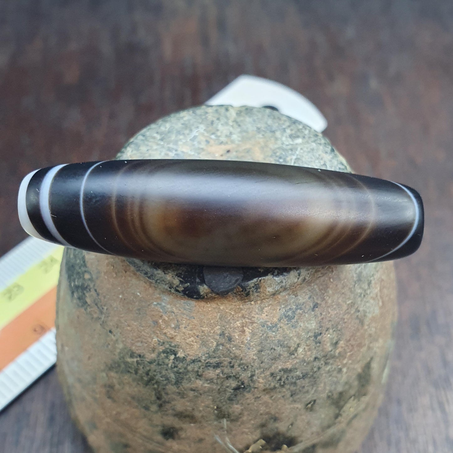 Natural Himalayan Tibetan Agate Bead 50mm Dragon Eye Pattern Banded Amulet Healing Stone Agate Beads for Meditation Malas