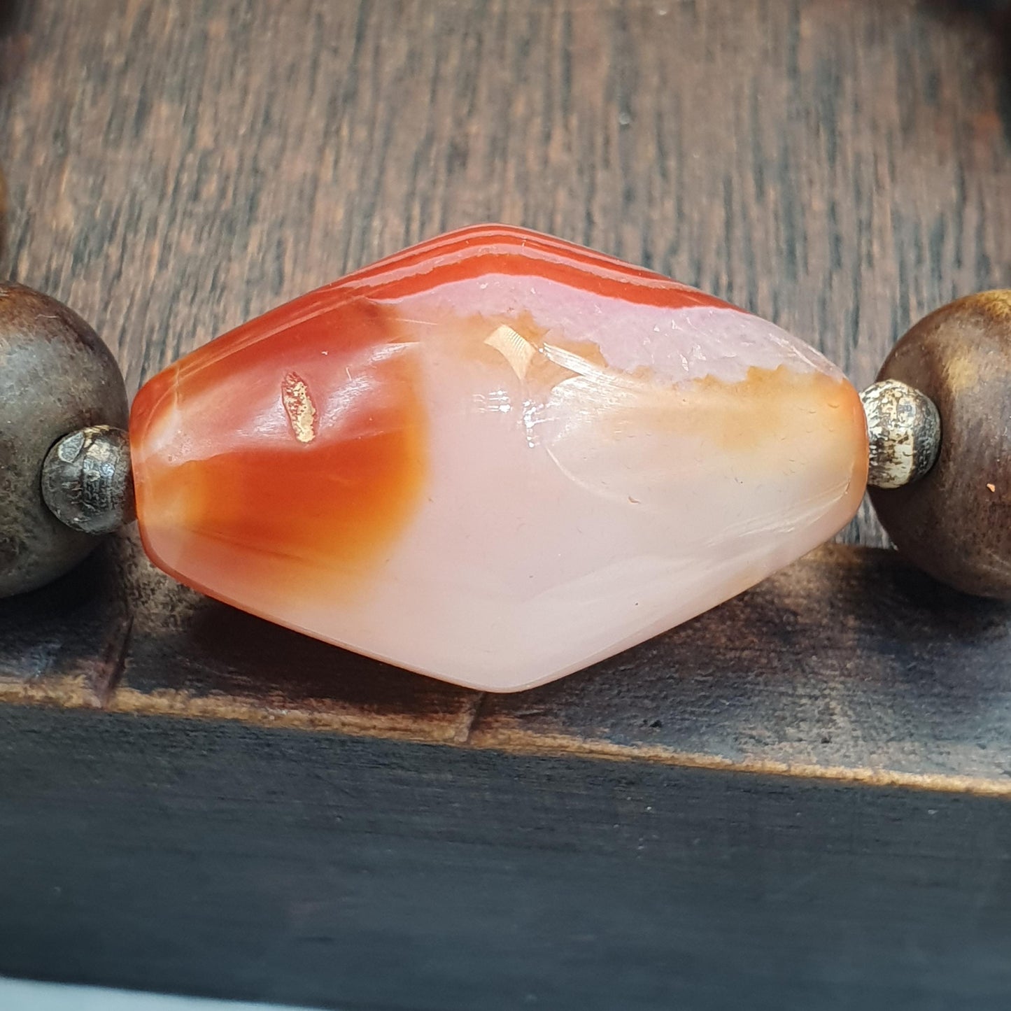 Himalaya goat eye agate stone bead suleimani agate yak bone beads bracelet