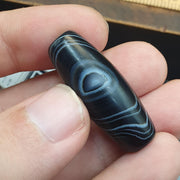 Natural Himalayan Tibetan Agate Bead 36mm Dragon Eye Tiger Tooth Pattern Banded Amulet Healing Stone Agate Beads for Meditation Malas