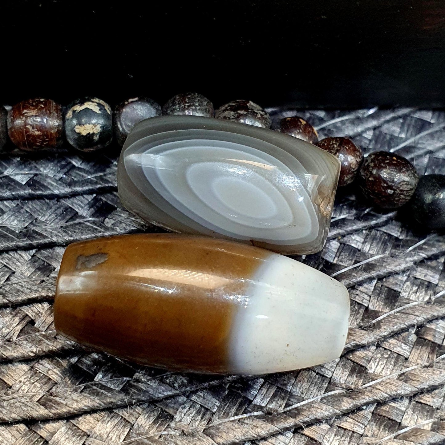 Lot 2 yemeni Agate Black Agate Beads Soleimani Agate Beads
