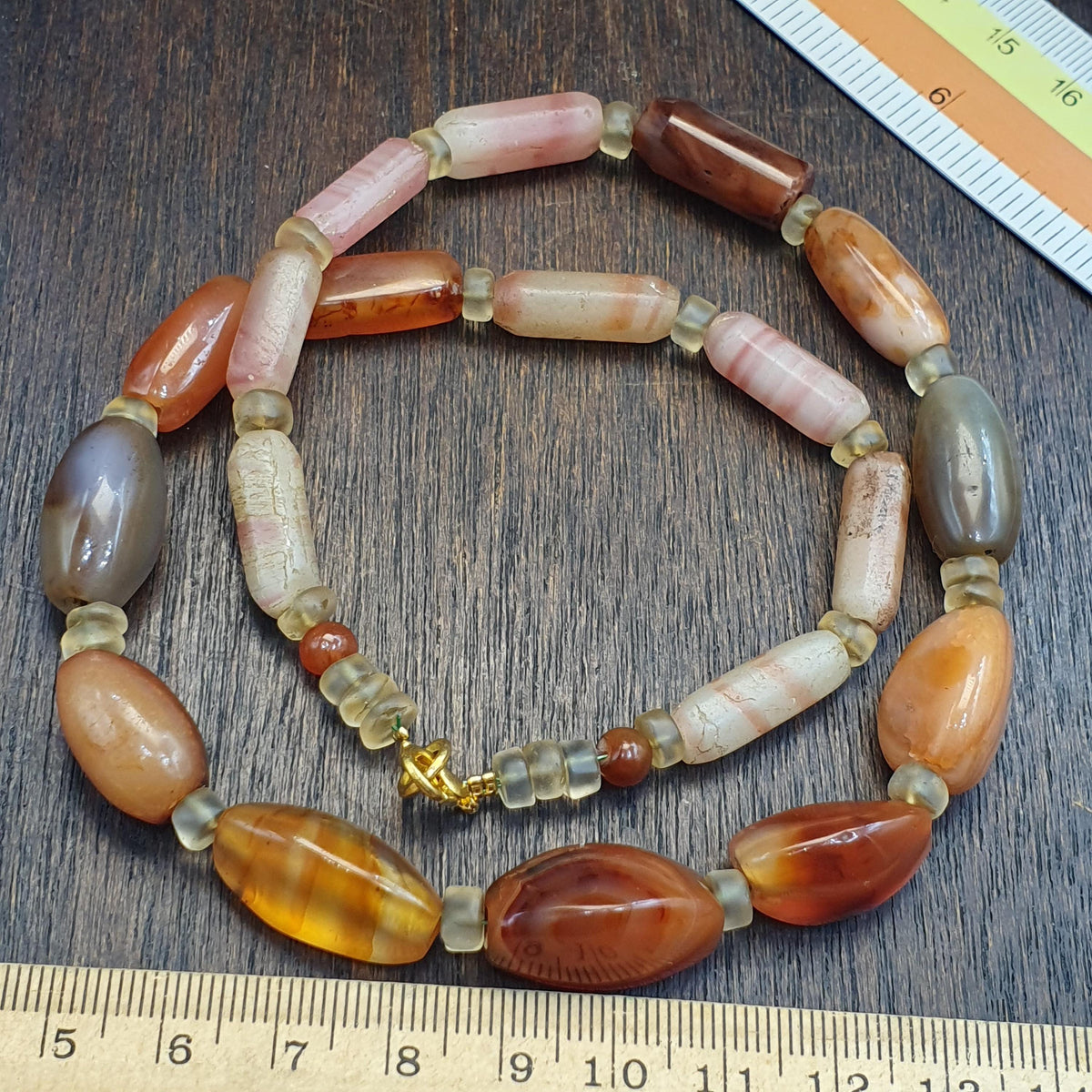 Antique African Agate Necklace, Genuine Carnelian Tube Trade Beads, Trans-Saharan Tribal Stone Choker,