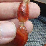 Antique African Agate Necklace, Genuine Carnelian Tube Trade Beads, Trans-Saharan Tribal Stone Choker,