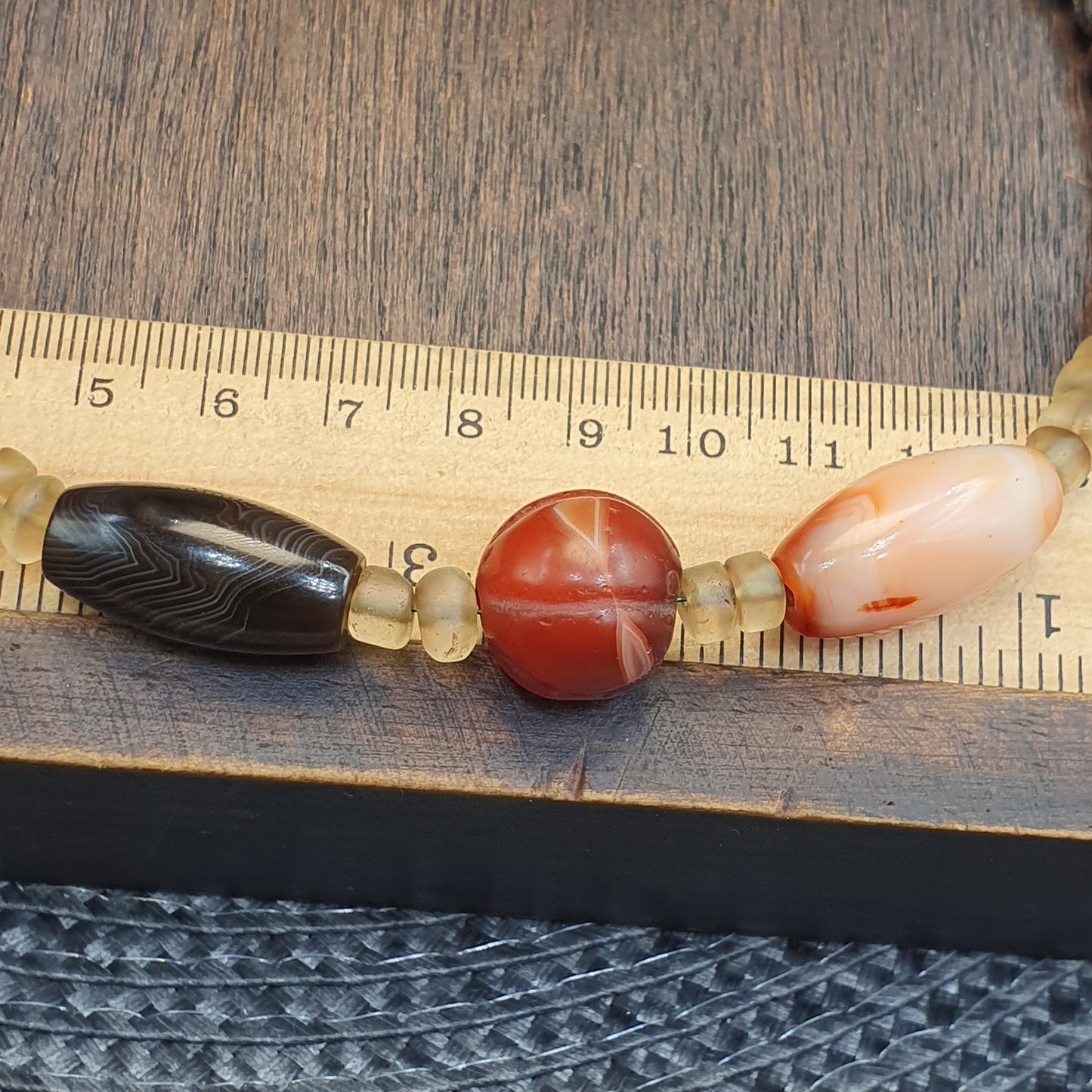 Antique African Agate Necklace, Himalayan Quartz and Bone Beads Necklace