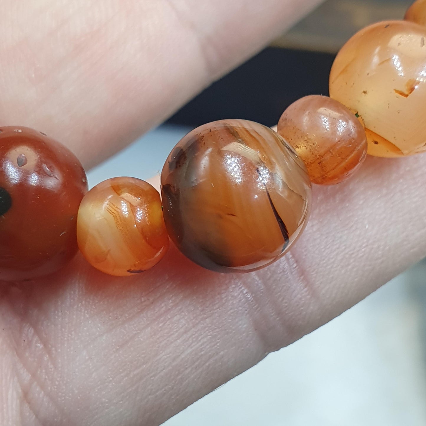 Antique african middle eastern carnelian yemeni agate beaded bracelet