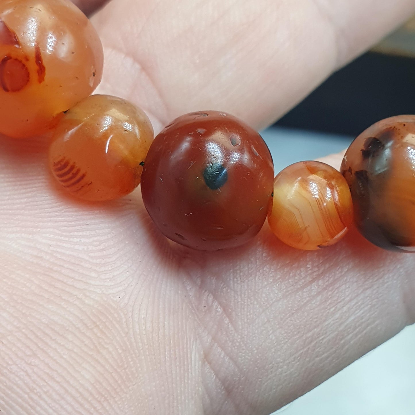 Antique african middle eastern carnelian yemeni agate beaded bracelet